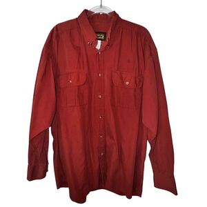 Men's Remington Cotton Outdoor Clothing XXL Button Up Shirt Long Sleeve Rust Red